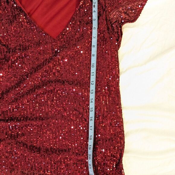 The Limited Red Sequin Flutter Sleeve Blouse - M - Great for Holidays! - Picture 8 of 9